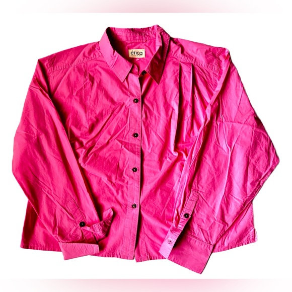 Etica Tops - Etica Oceane Pleated Shirt Size M Sachet Pink NWT  100% Cotton